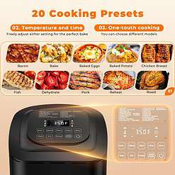 Nuwave Brio 10-in-1 Air Fryer 7.25Qt, Dishwasher Safe Basket, and App with 100+ Recipes - Black