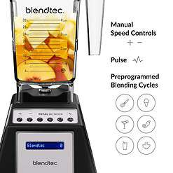 Blendtec Total Blender Classic - Includes FourSide Jar (75 oz) - 10-Speed Professional-Grade Countertop Blender, Black
