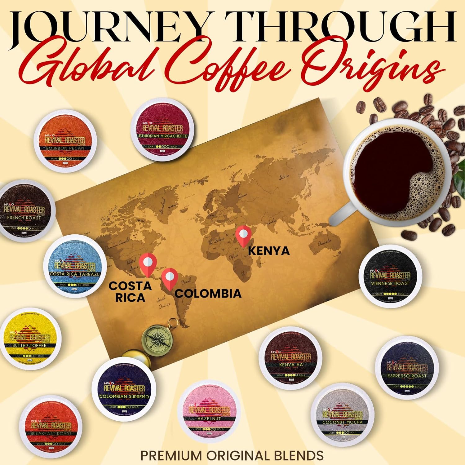 InfuSio 96 Count Coffee Variety Pack (12 amazing blends), Single Serve Coffee Pods for Keurig K Cup Brewers - Image 4