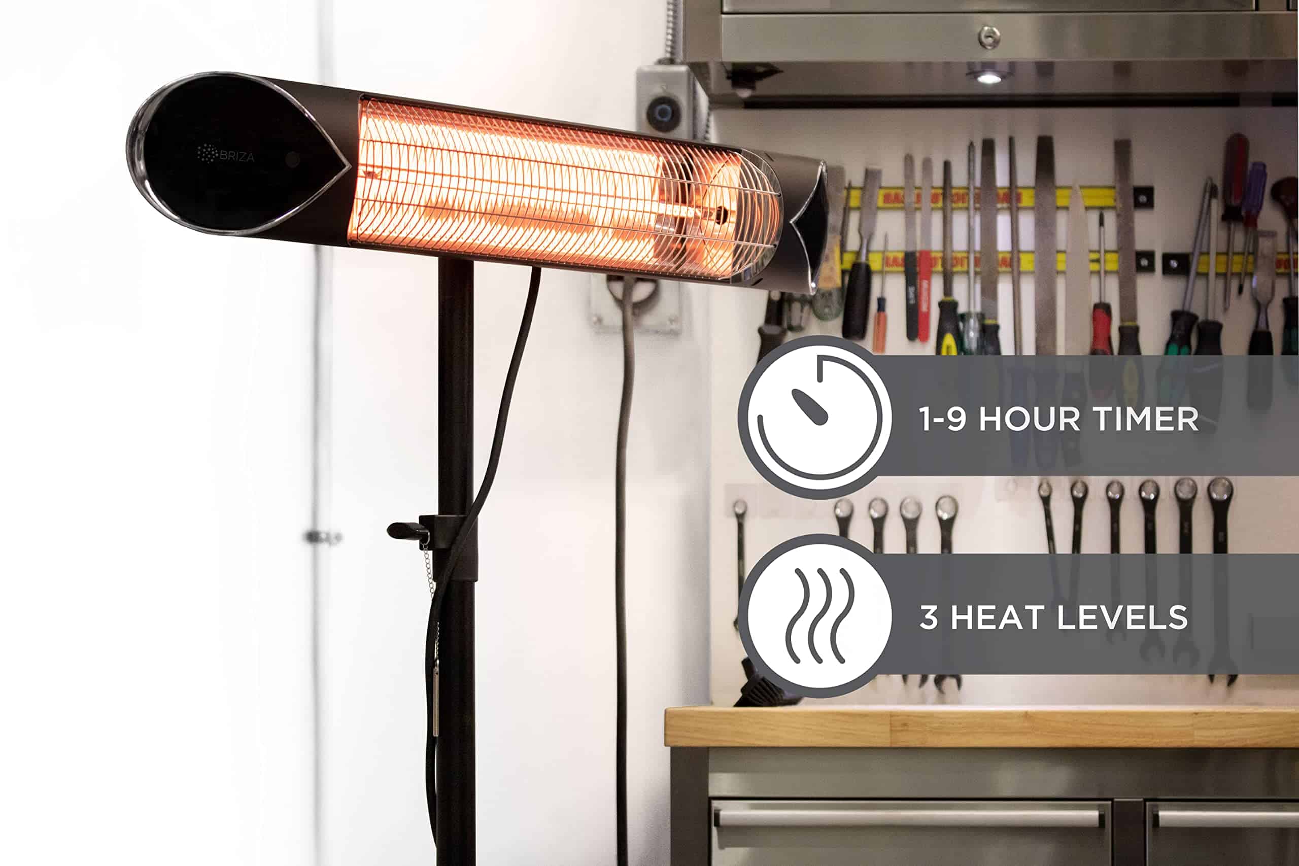 Briza Infrared Electric Patio Heater, Indoor/Outdoor Heater, Portable Wall/Garage Heater, 1500W