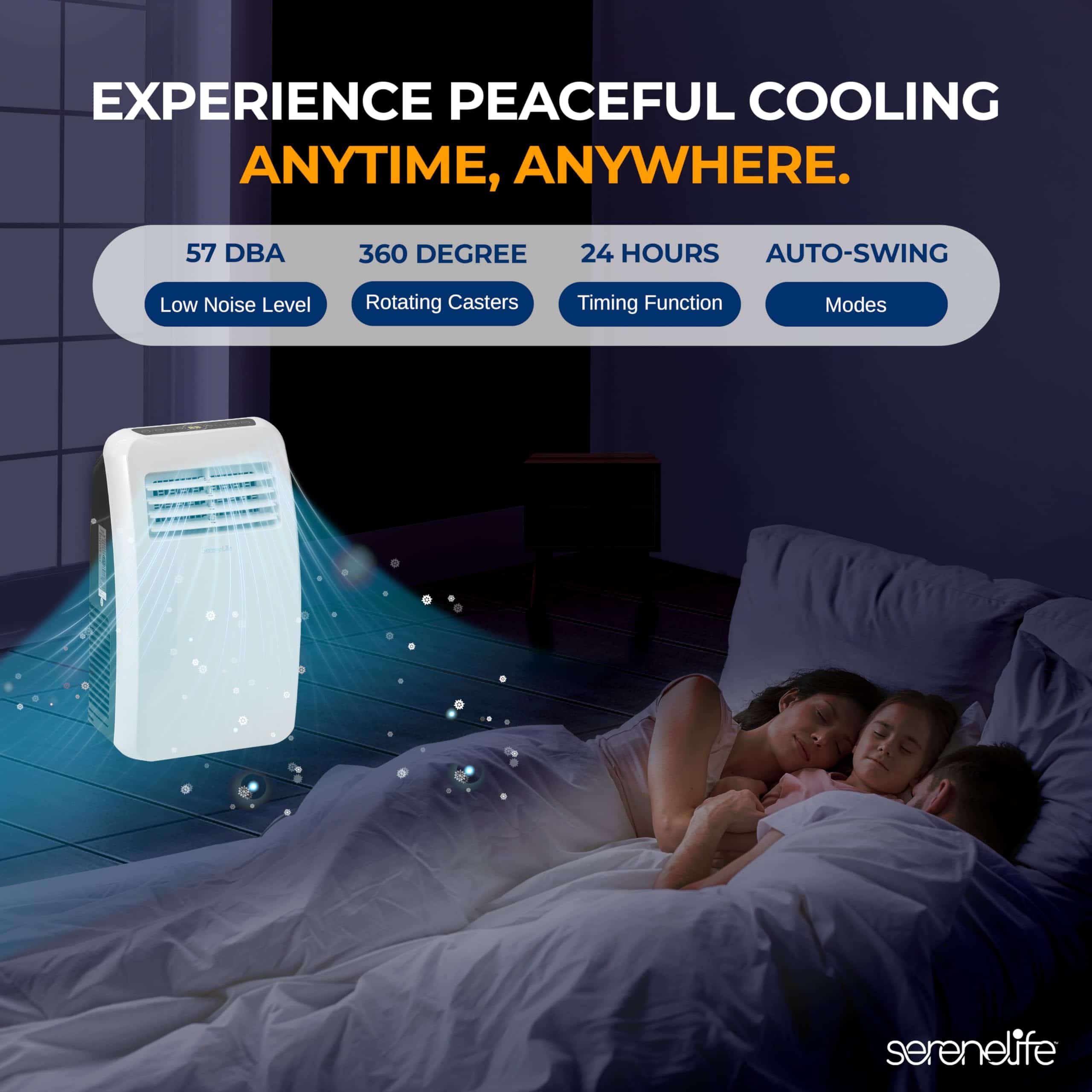 SereneLife 3-in-1 Portable Air Conditioner with Built-in Dehumidifier Function