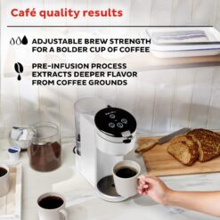Instant Pot K-Cup Pod Compatible Single Serve Coffee Maker with Reusable Pod and Bold Setting, 8-12oz, 40oz Reservoir, White