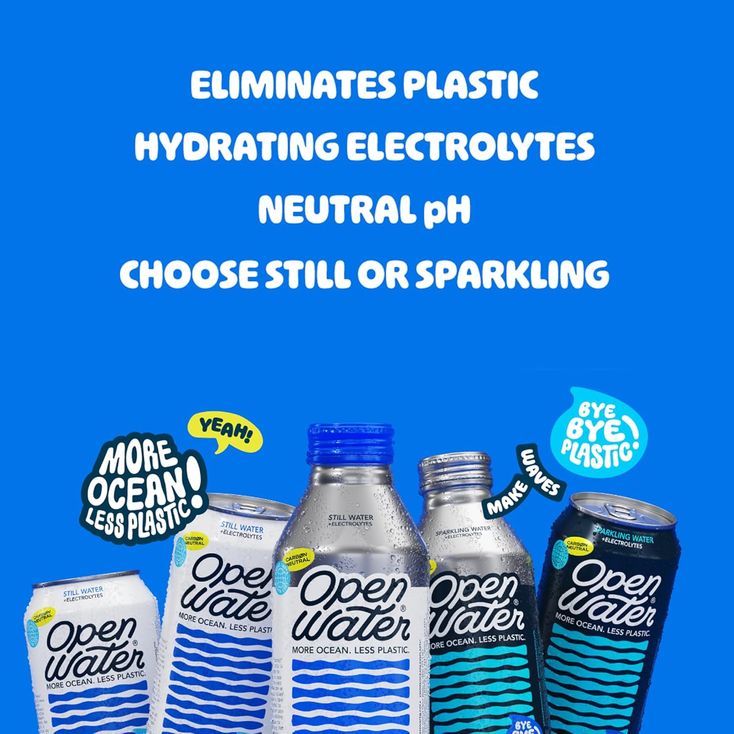Open Water Sparkling Bottled Water with Electrolytes in 16-oz Aluminum Bottles (6 Cases, 72 bottles - Sparkling) | BPA-free and Eco friendly - Image 7