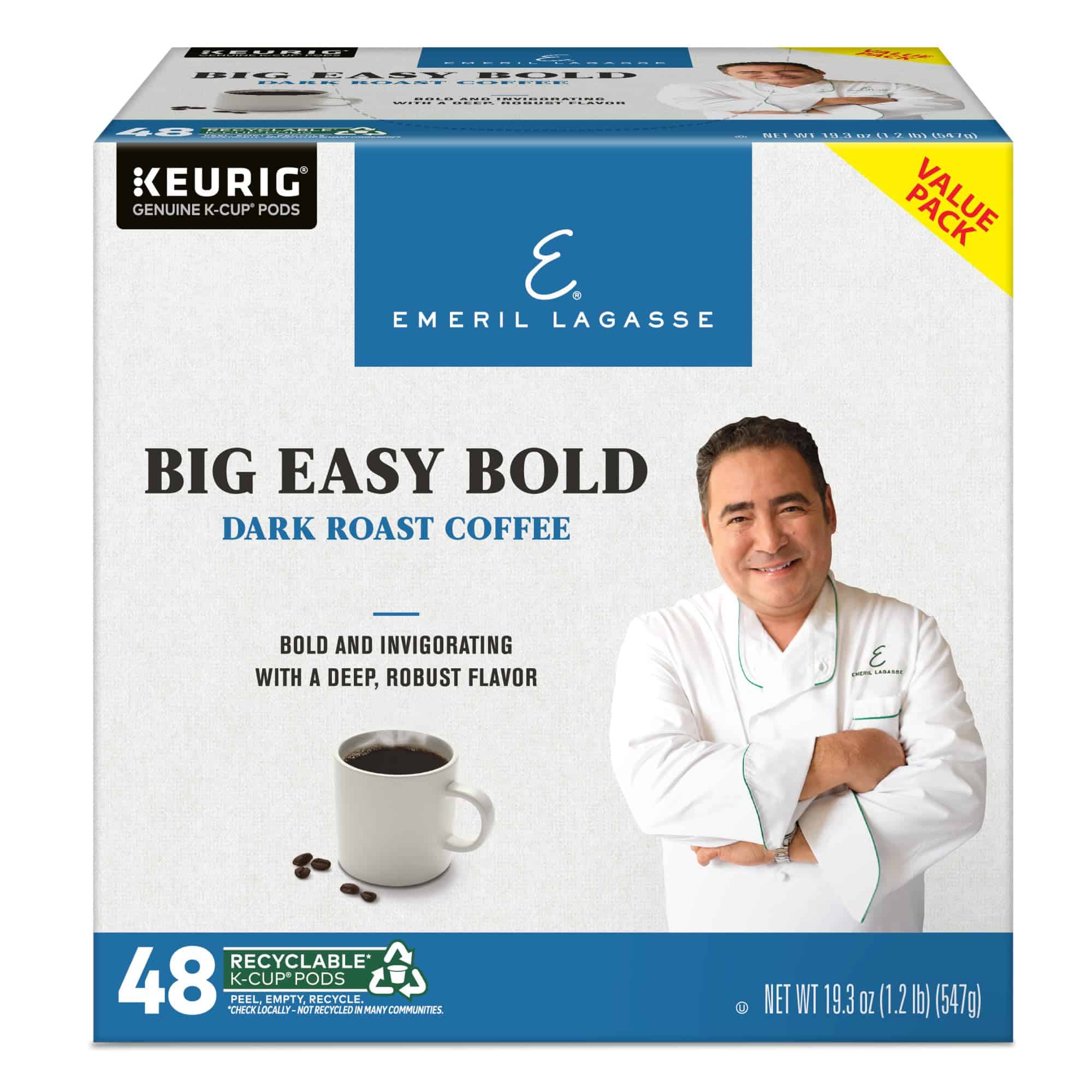 Emeril Big Easy Bold Single-Serve Keurig K-Cup Pods, Dark Roast Coffee Pods, 48 Count