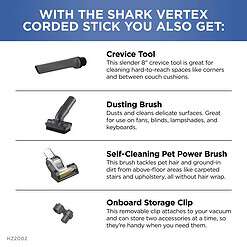 Shark HZ2002 Vertex Ultralight Corded Stick DuoClean PowerFins & Self-Cleaning Brushroll, Cobalt Blue