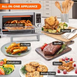 Nuwave Bravo Pro Smart 21QT Toaster Oven Air Fryer Combo, 1800W, Stainless Steel