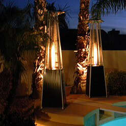XtremepowerUS Hiland HLDSO1-WGTHG Pyramid Glass Tube Propane Patio Heater w/Wheels, 40,000 BTU, Hammered Bronze