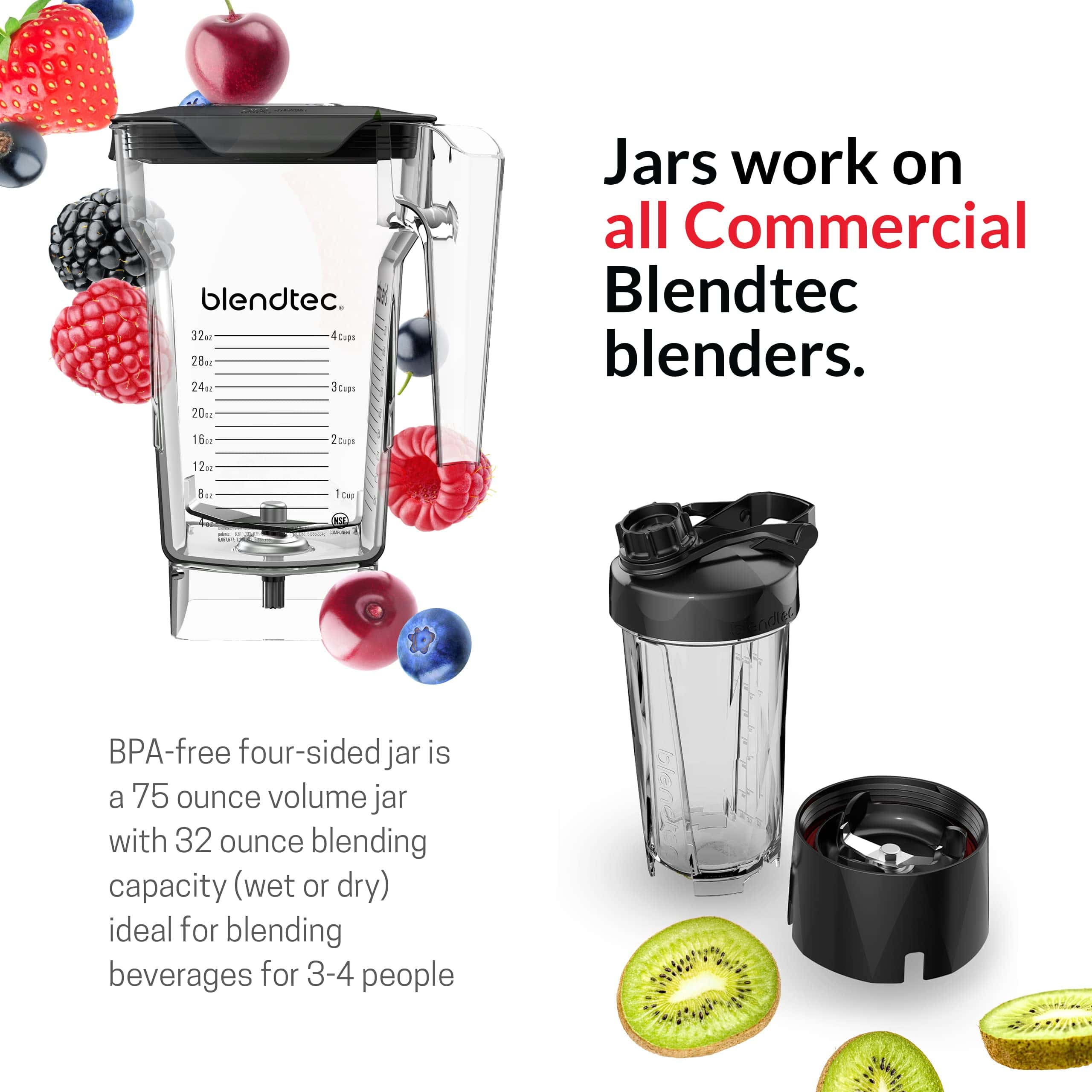Blendtec Total Blender Classic - Includes FourSide Jar (75 oz) - 10-Speed Professional-Grade Countertop Blender, Black