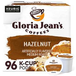 Gloria Jean's Hazelnut Keurig Single-Serve K-Cup Pods, Medium Roast Coffee, 96 Count (4 Packs of 24)