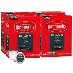 Community Coffee Signature Blend 96 Count Coffee Pods, Dark Roast, Compatible with Keurig 2.0 K-cup Brewers, 24 Count (Pack of 4)