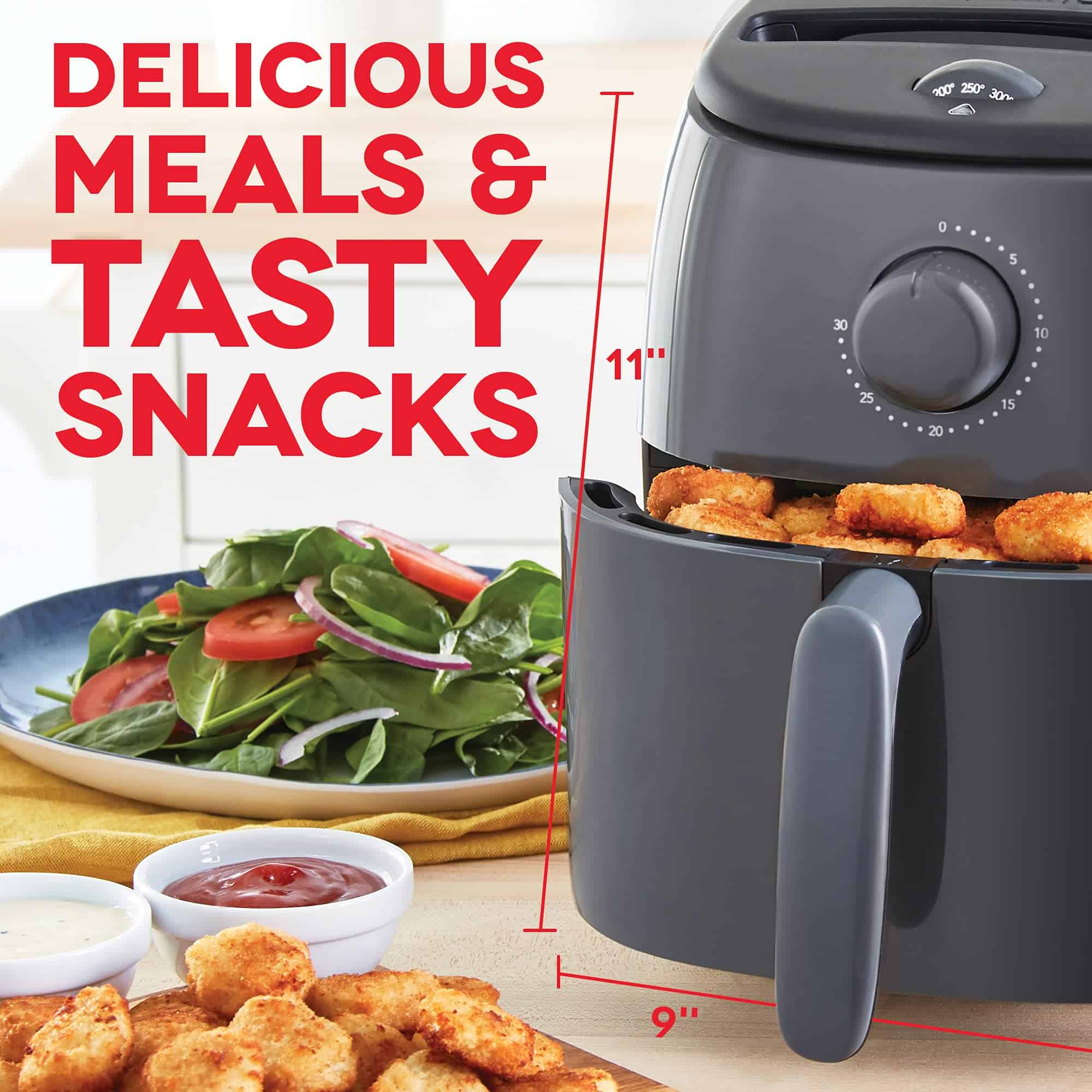 DASH Tasti-Crisp Electric Air Fryer Oven, 2.6 Qt., Grey, 1000-Watt