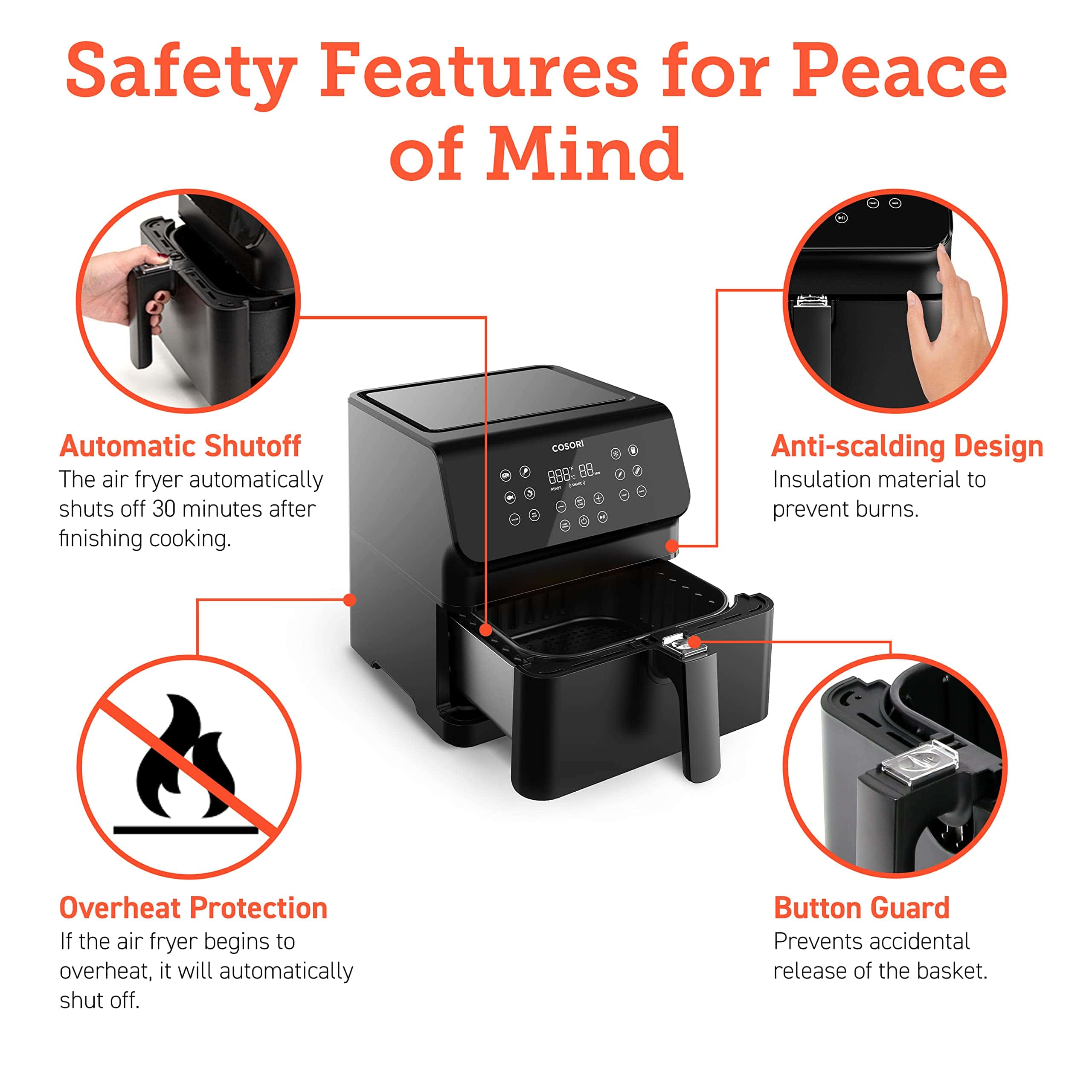 COSORI 12-in-1 Air Fryer 5.8QT, Toast, Bake, Detachable Square Basket, Dishwasher Safe
