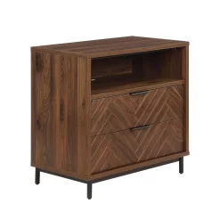 Better Homes & Gardens Wyatt Geo 2-Drawer Nightstand with USB, Walnut Finish