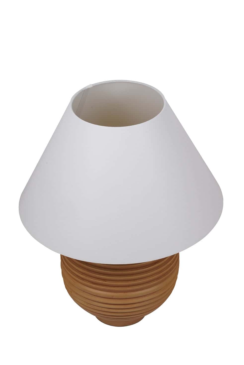 My Texas House 22" Natural Finish Ribbed Urn Table Lamp with White Empire Shade