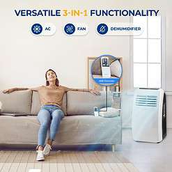 SereneLife 3-in-1 Portable Air Conditioner with Built-in Dehumidifier Function