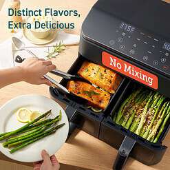 COSORI 9Qt 8-in-1 Dual Air Fryer, Fresh Balanced Meals, Dishwasher Safe
