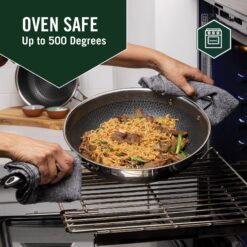 HexClad Hybrid Nonstick 12-Inch Wok, Stay-Cool Handle, Dishwasher and Oven Safe, Compatible with All Cooktops, Induction Ready
