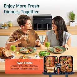 COSORI 9Qt 8-in-1 Dual Air Fryer, Fresh Balanced Meals, Dishwasher Safe