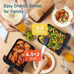 COSORI 9Qt 8-in-1 Dual Air Fryer, Fresh Balanced Meals, Dishwasher Safe