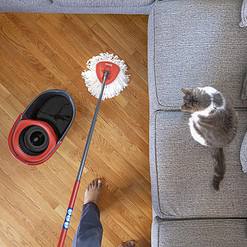 O-Cedar EasyWring Microfiber Spin Mop, Bucket Floor Cleaning System, Red, Gray