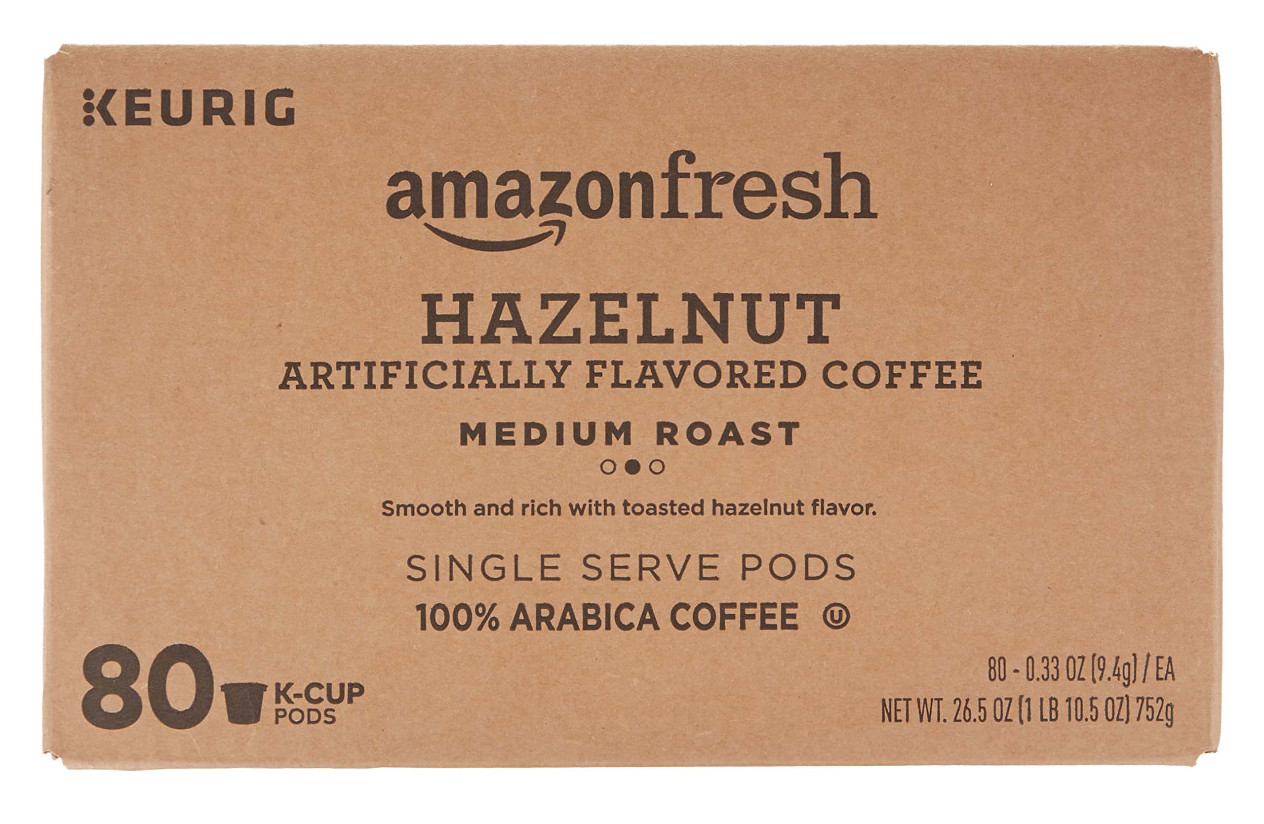 AmazonFresh 80 Ct. K-Cups, Hazelnut Flavored Medium Roast, Keurig K-Cup Brewer Compatible