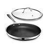 HexClad Hybrid Nonstick 12-Inch Fry Pan with Tempered Glass Lid, Stay-Cool Handle, Dishwasher and Oven Safe