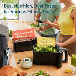 COSORI 9Qt 8-in-1 Dual Air Fryer, Fresh Balanced Meals, Dishwasher Safe