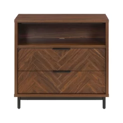 Better Homes & Gardens Wyatt Geo 2-Drawer Nightstand with USB, Walnut Finish