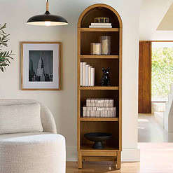 Better Homes & Gardens Juliet Narrow Arch Bookcase, Light Honey Finish