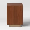 Wood and Metal Plinth Accent Table - Threshold: Modern Lacquered Iron & Veneer, No Assembly Required