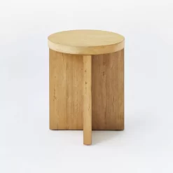 Bluff Park Round Wood Accent Table Natural - Threshold designed with Studio McGee