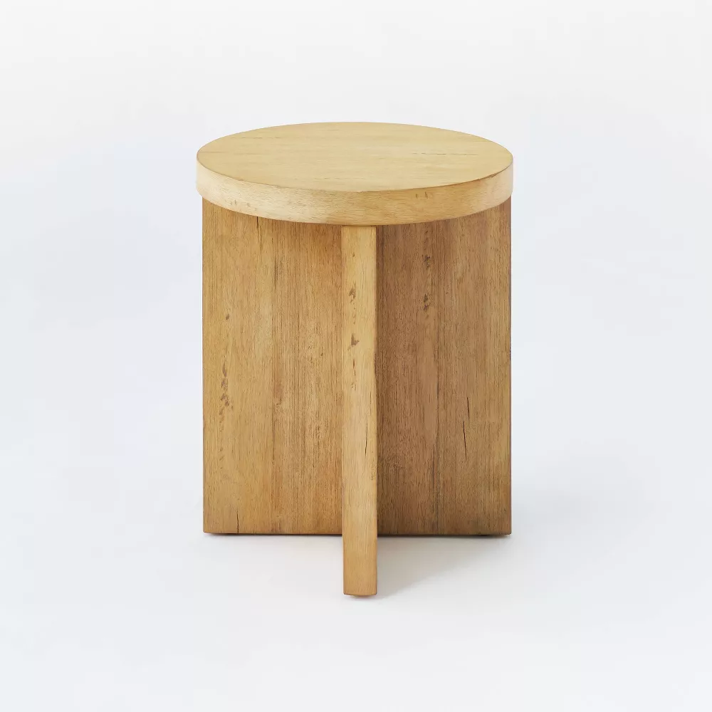 Bluff Park Round Wood Accent Table Natural - Threshold designed with Studio McGee