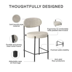 Better Homes & Gardens Boucle Counter Stool, Cream