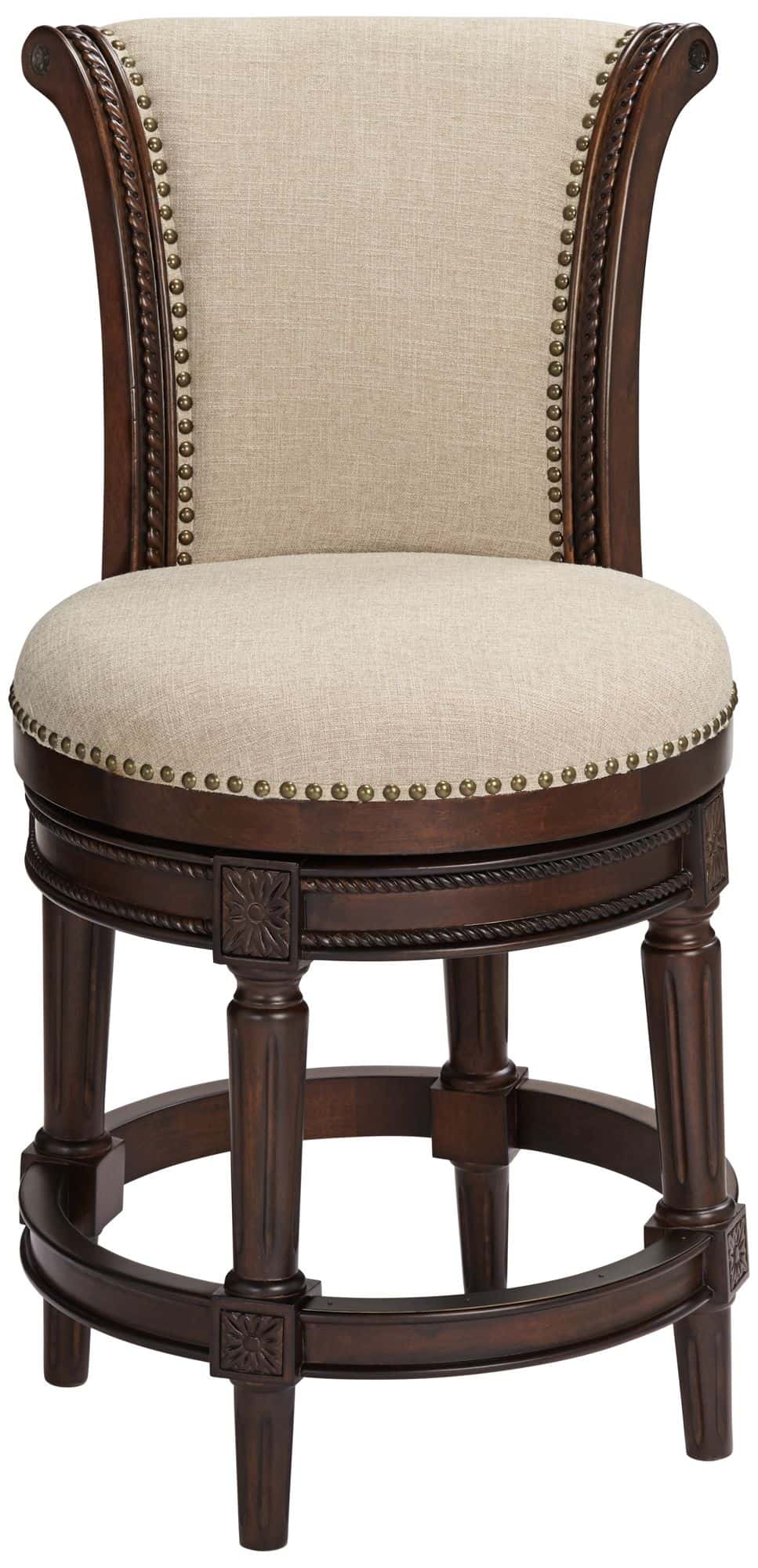 55 Downing Street Addison 24 1/2" Erin Cream Fabric Swivel Counter Stool