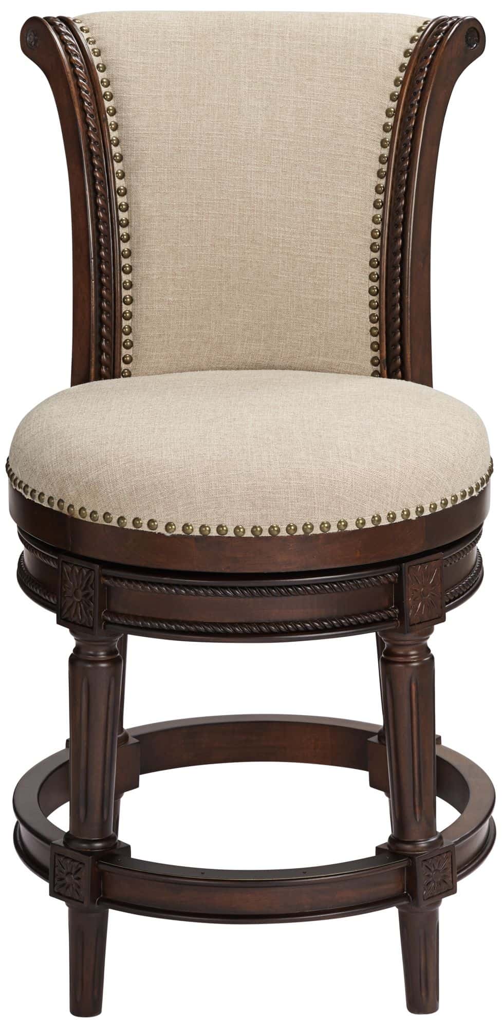 55 Downing Street Addison 24 1/2" Erin Cream Fabric Swivel Counter Stool