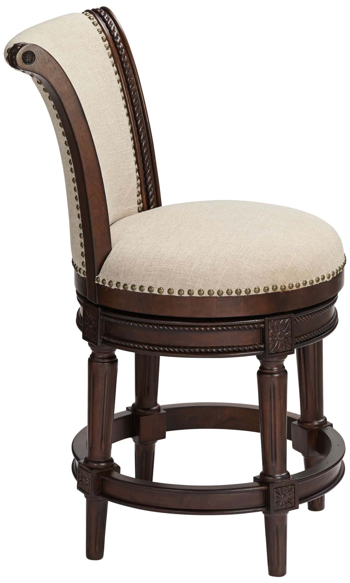 55 Downing Street Addison 24 1/2" Erin Cream Fabric Swivel Counter Stool