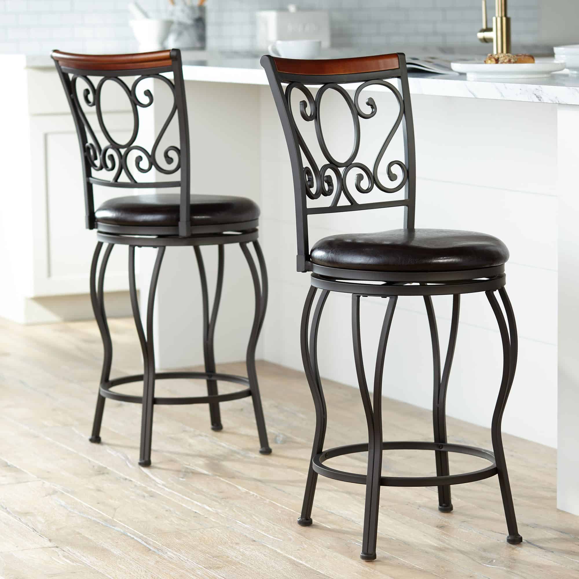 55 Downing Street Alberta 24" High Traditional Style Swivel Counter Stools Set of 2