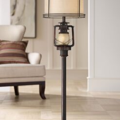 Barnes and Ivy Henson 63" Rustic Lantern Floor Lamp with Night Light