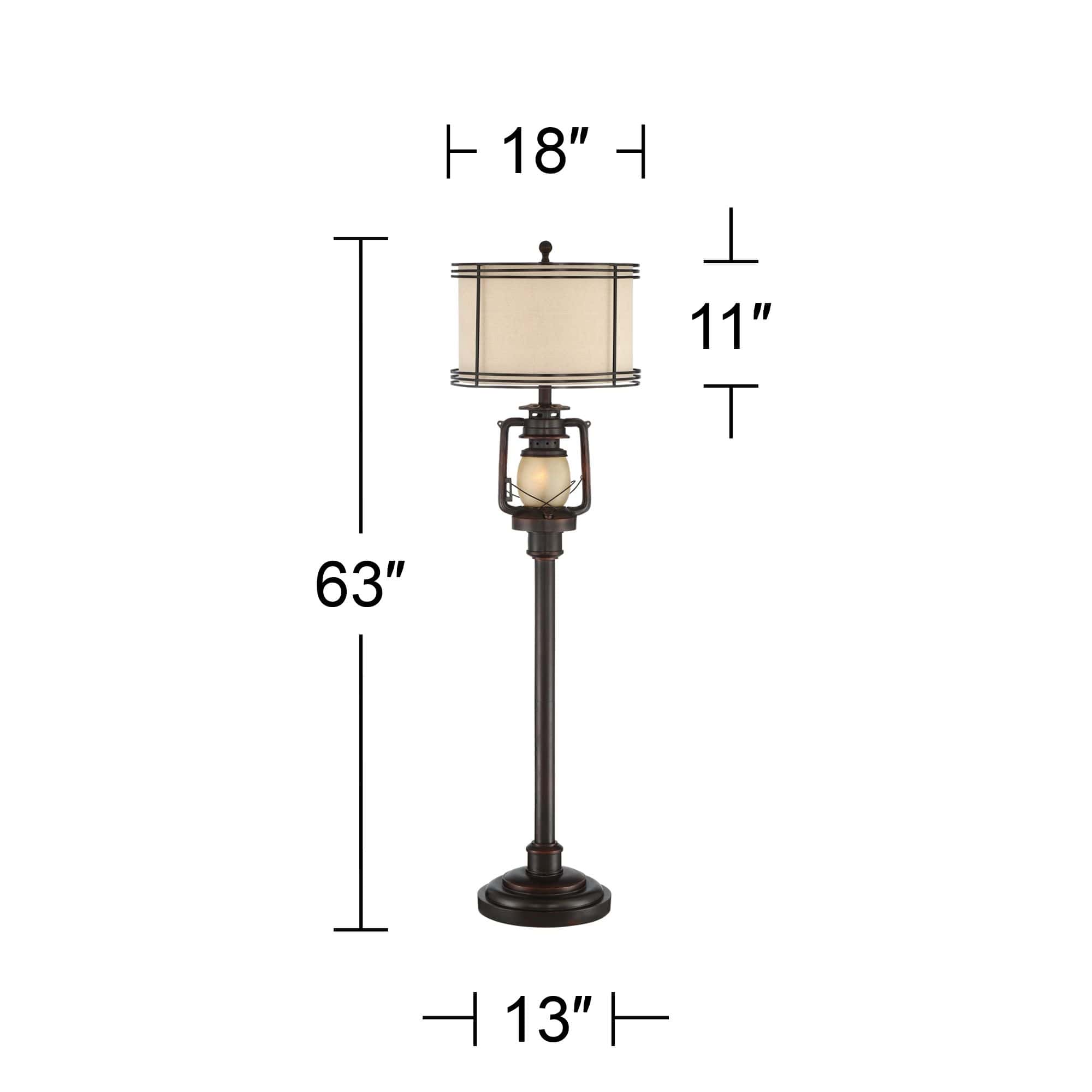 Barnes and Ivy Henson 63" Rustic Lantern Floor Lamp with Night Light