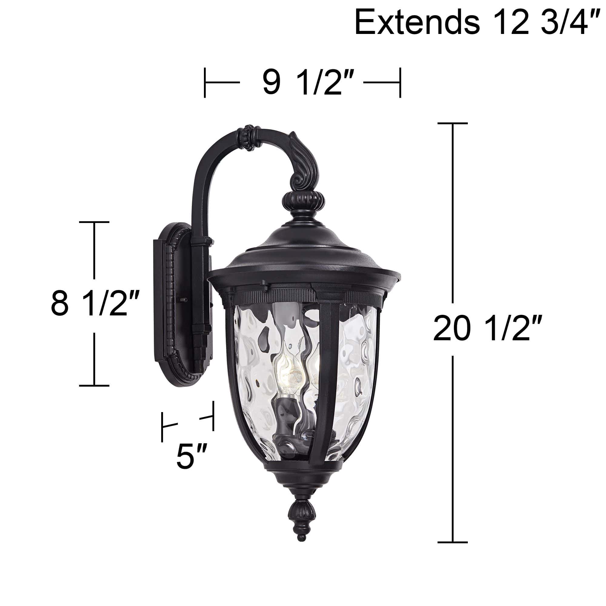 John Timberland Bellagio 20 1/2" High Black Downbridge Outdoor Wall Light