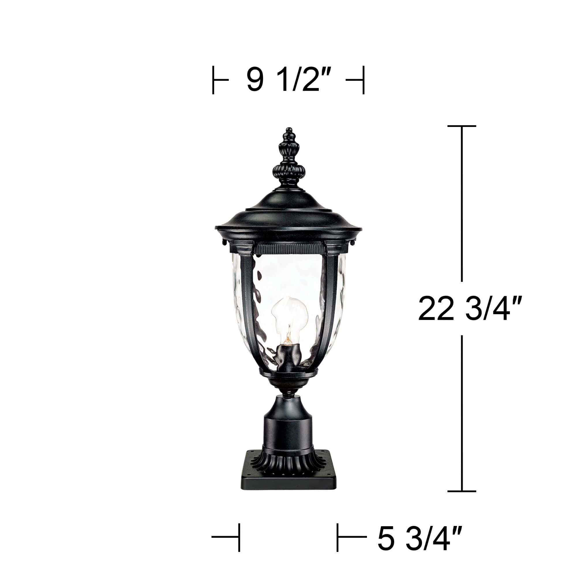 John Timberland Bellagio 22 3/4" High Black Traditional Post Light with Pier Adapter
