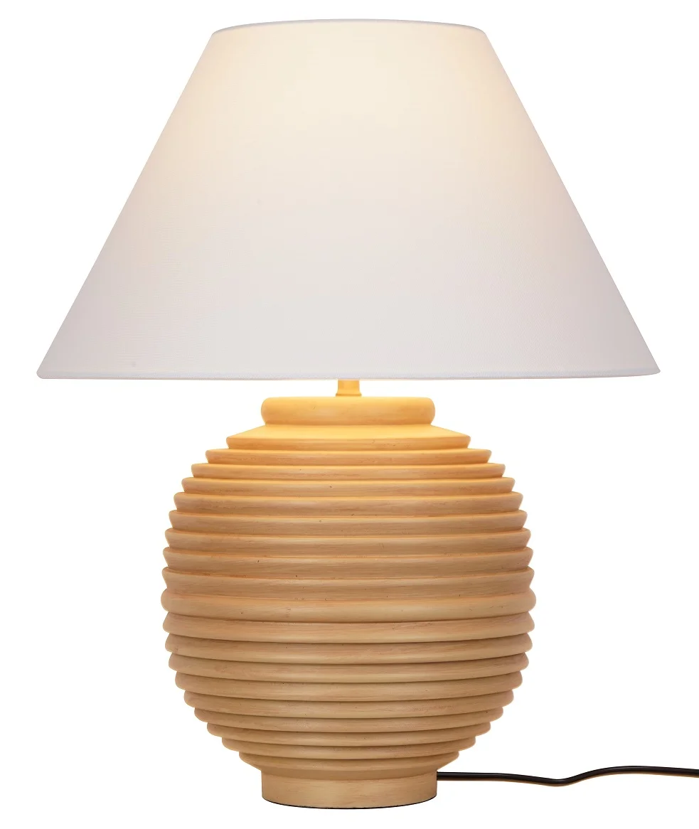 My Texas House 22" Natural Finish Ribbed Urn Table Lamp with White Empire Shade