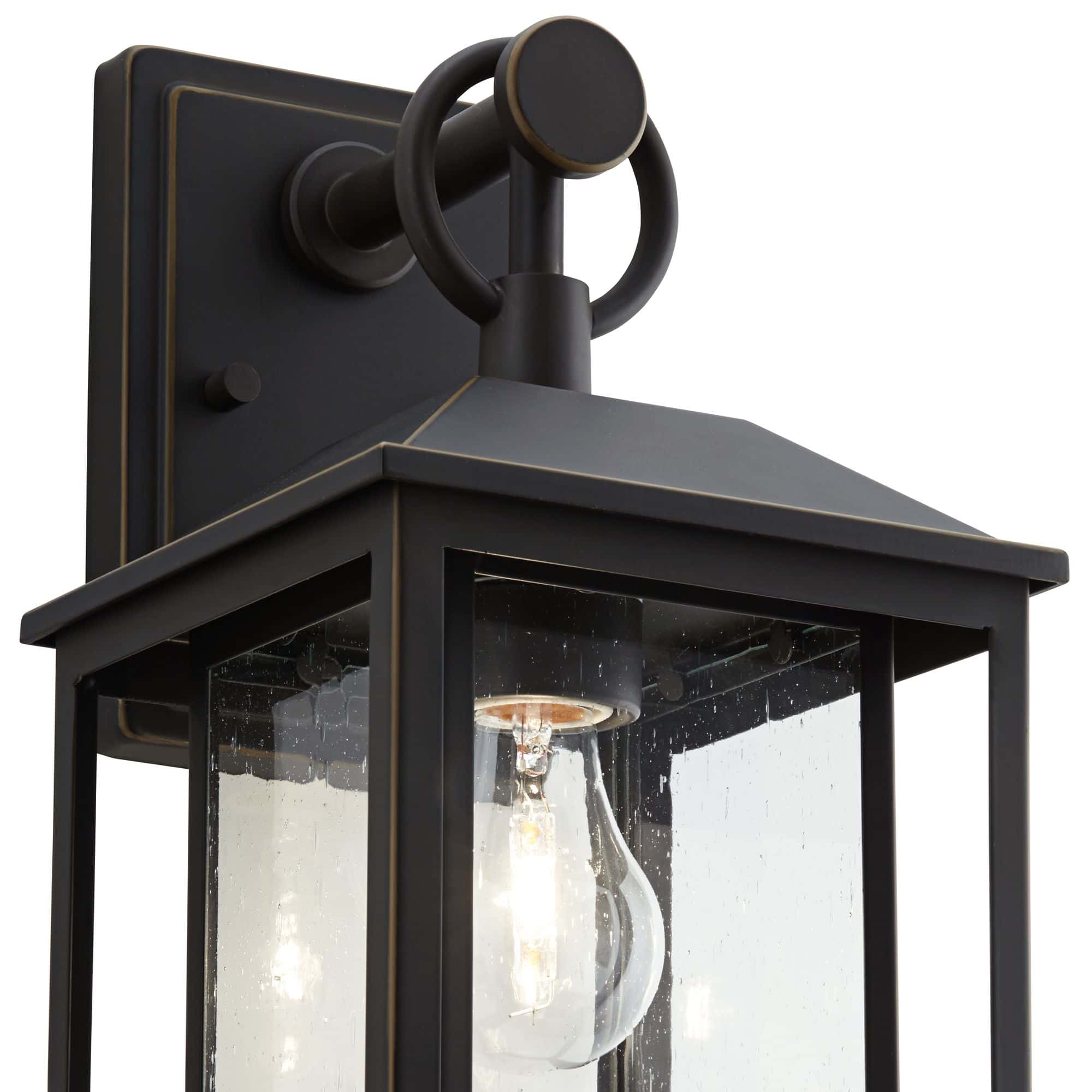 John Timberland Califa 15 1/4" High Bronze Textured Glass Outdoor Lantern Wall Light
