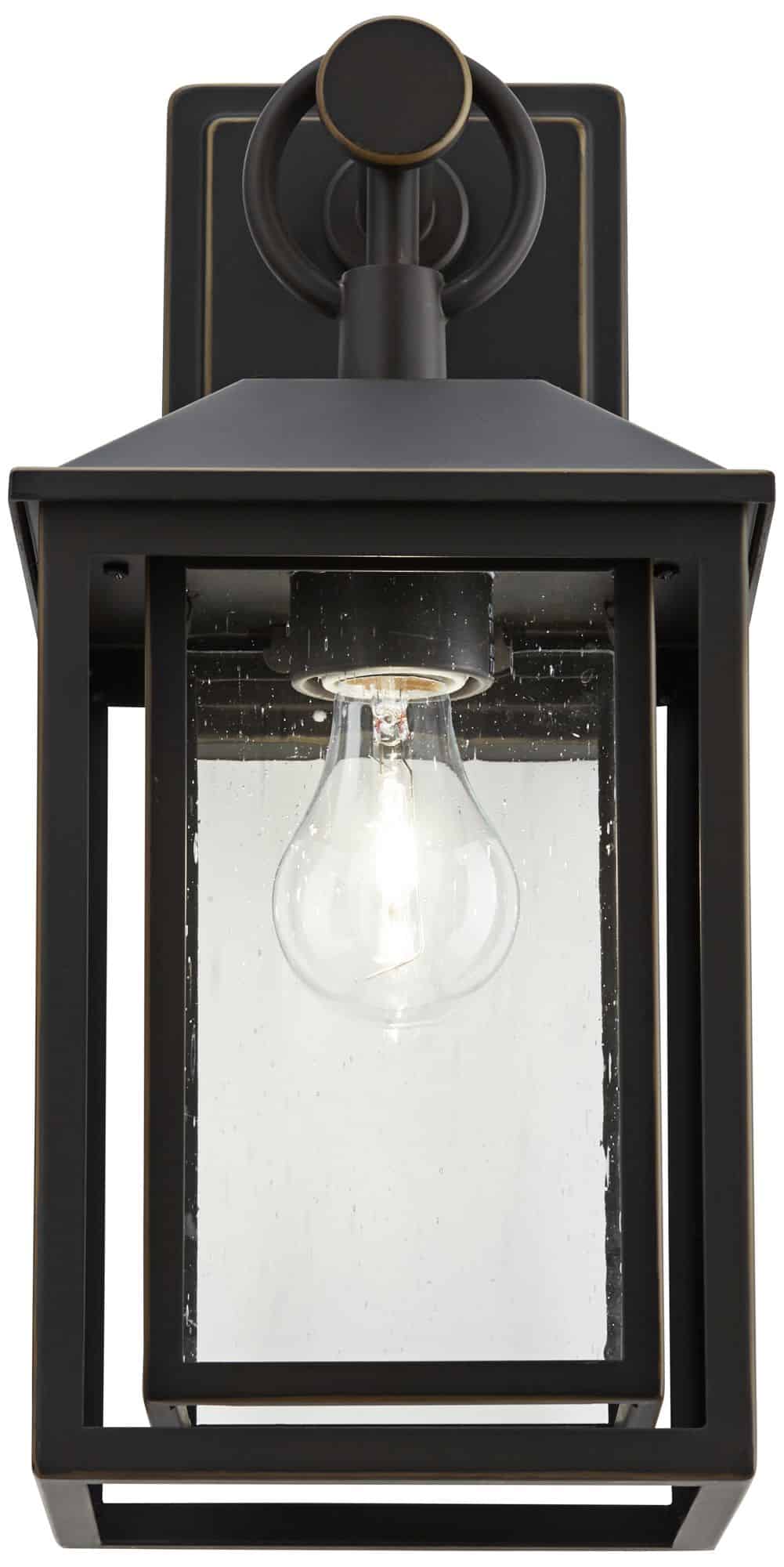 John Timberland Califa 15 1/4" High Bronze Textured Glass Outdoor Lantern Wall Light