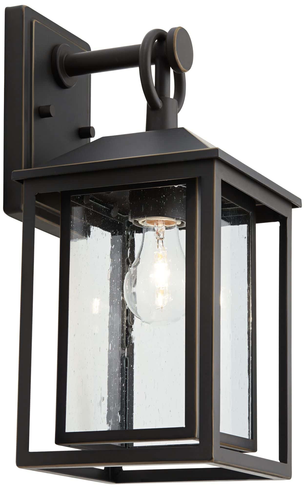 John Timberland Califa 15 1/4" High Bronze Textured Glass Outdoor Lantern Wall Light