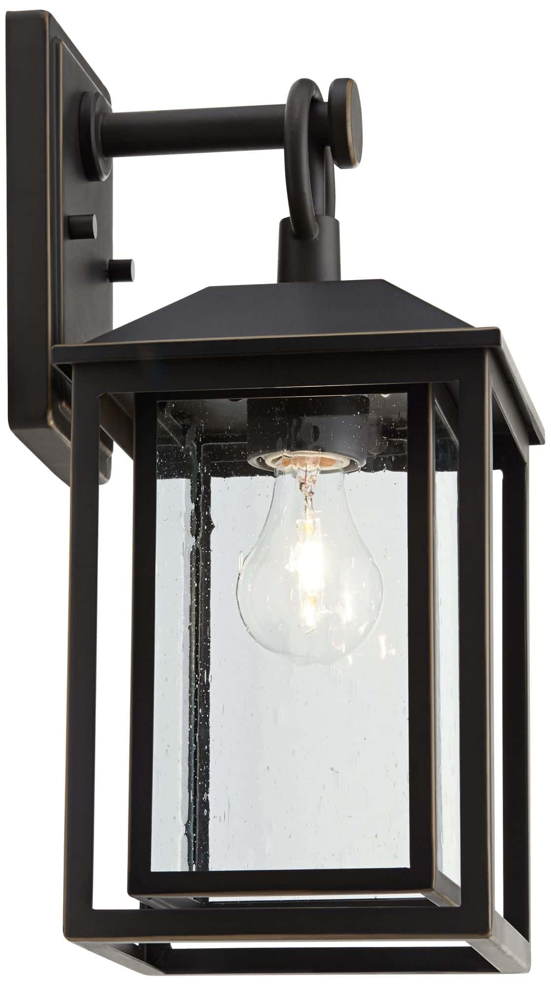 John Timberland Califa 15 1/4" High Bronze Textured Glass Outdoor Lantern Wall Light