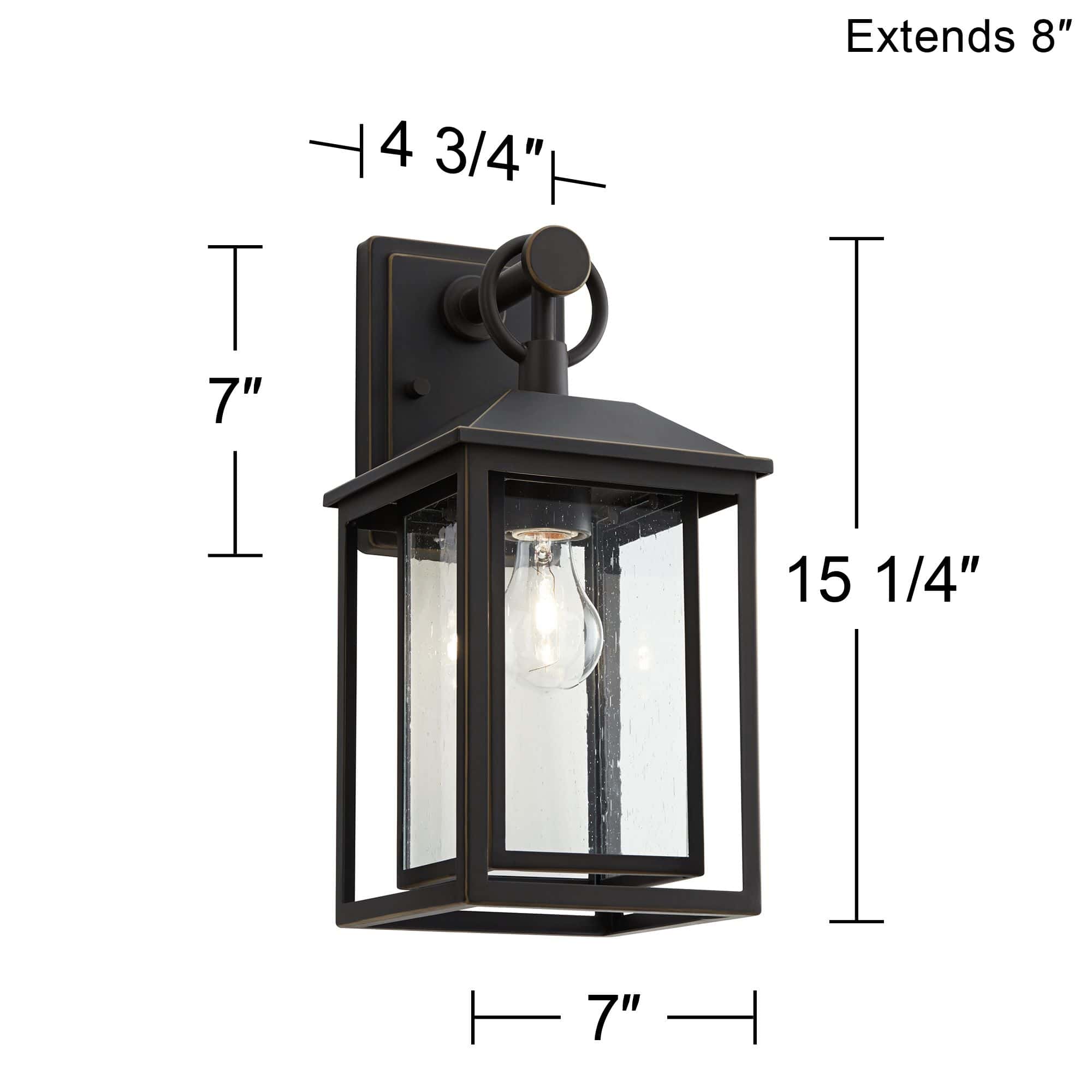John Timberland Califa 15 1/4" High Bronze Textured Glass Outdoor Lantern Wall Light