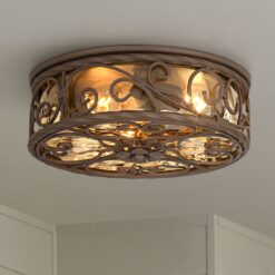 John Timberland Casa Seville 12" Wide Walnut Indoor-Outdoor Ceiling Light