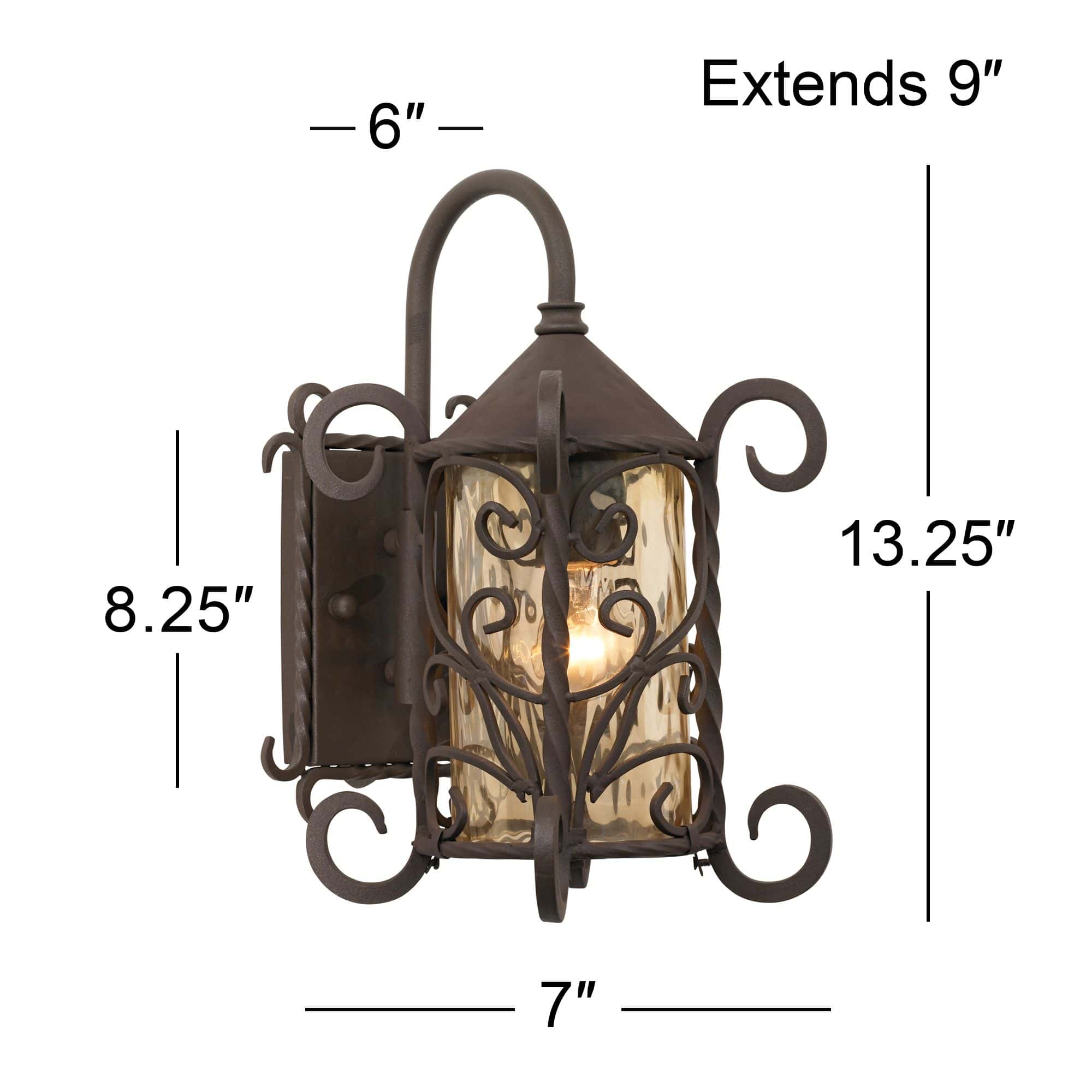 John Timberland Casa Seville 13 1/4" High Iron Scroll Traditional Outdoor Wall Light