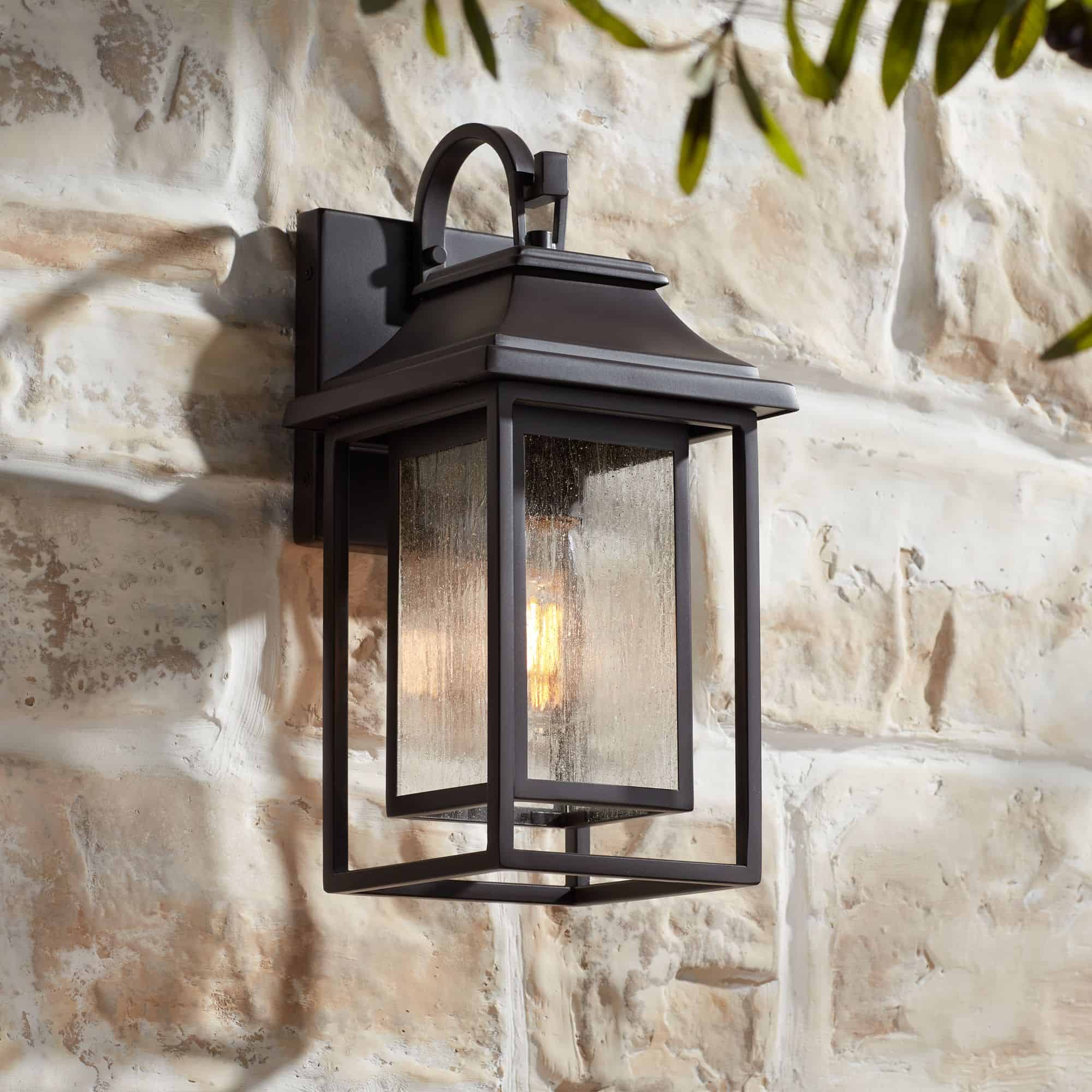 John Timberland Cecile 15 1/4" High Bronze Box Lantern Outdoor Wall Light